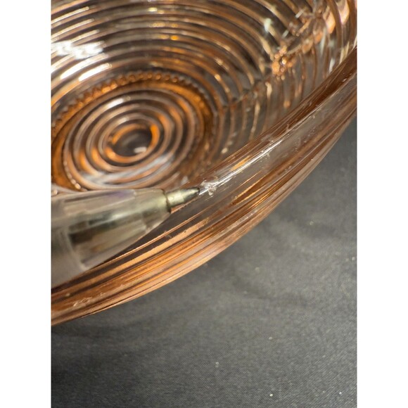 Anchor Hocking 1930s Pink Manhattan Depression glass pedestal bowl with handles - Picture 8 of 14